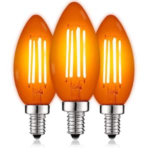 40-Watt Equivalent LED Orange Light Bulb, 4.5-Watt, Colored Glass Candelabra Bulb, UL Listed, E12 Base (3-Pack)