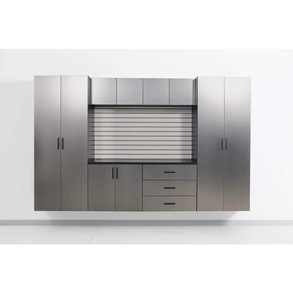 Astro Gray Metal Wall Storage Cabinet with Adjustable Shelving