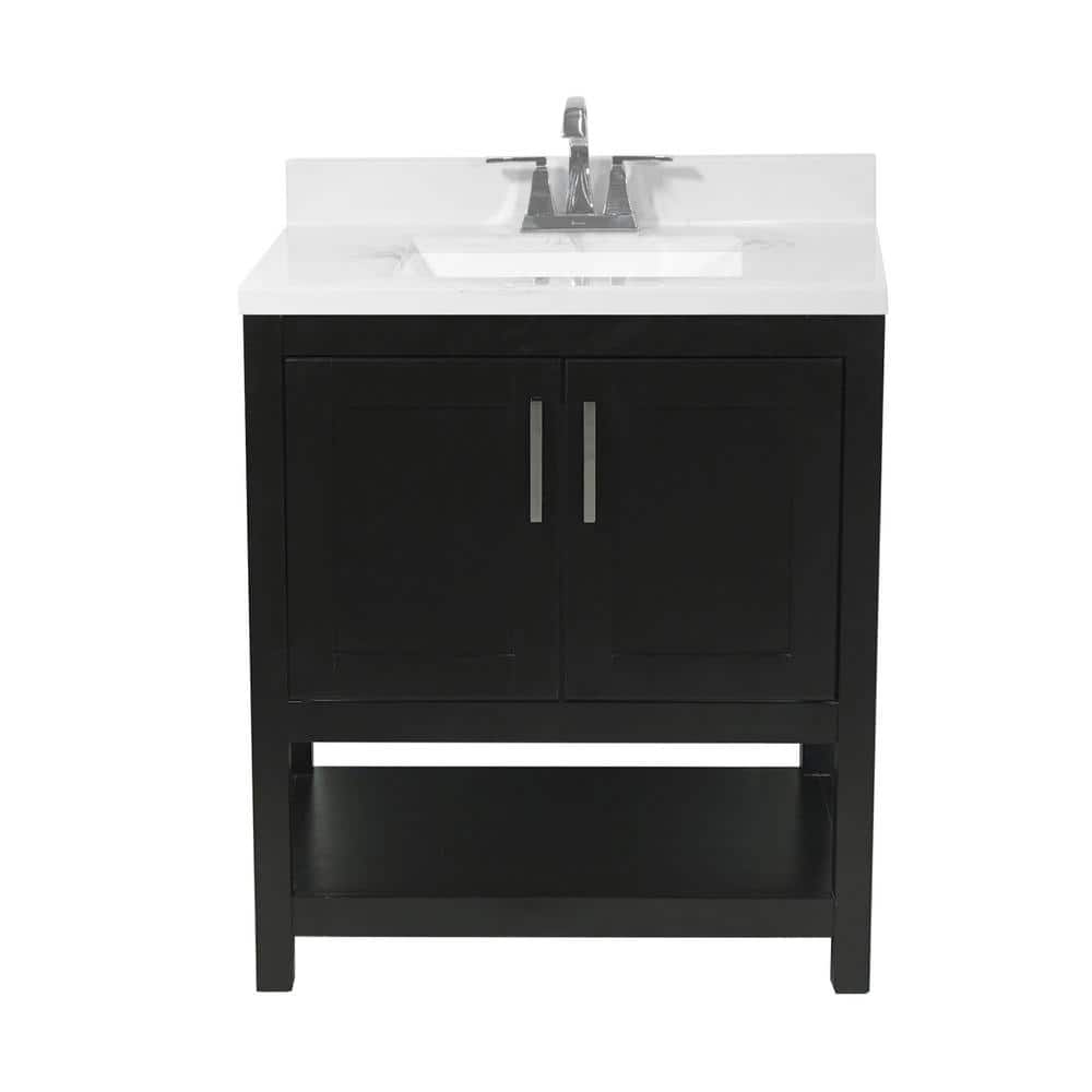 Tufino 31 in. Bath Vanity in Espresso with Cultured Marble Vanity Top w/ Backsplash in Carrara White with White Basin price history on PriceWatchPro
