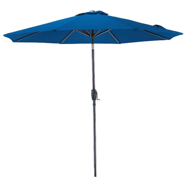Sun-Ray 9 ft. Round 8-Rib Steel Market Patio Umbrella in Royal Blue