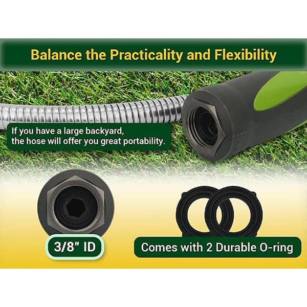 EVEAGE Premium 3/8 in. dia. x 50 ft. Standard Garden Hose with 8 Function Hose Nozzle Sprayer, 1Pack