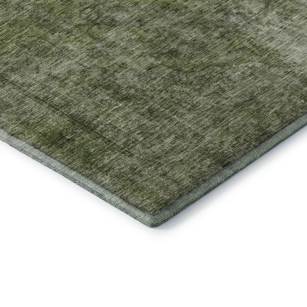 Mayfield Premium Machine Washable Abstract AMF1656 Green 2 ft. 3 in. x 7 ft. 6 in. Runner Rug