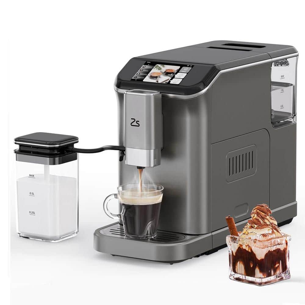 2 Cup 20 BAR Touch Screen All-In-One Espresso Machine in Silver with Built-in Grinder and Automatic Milk Frother