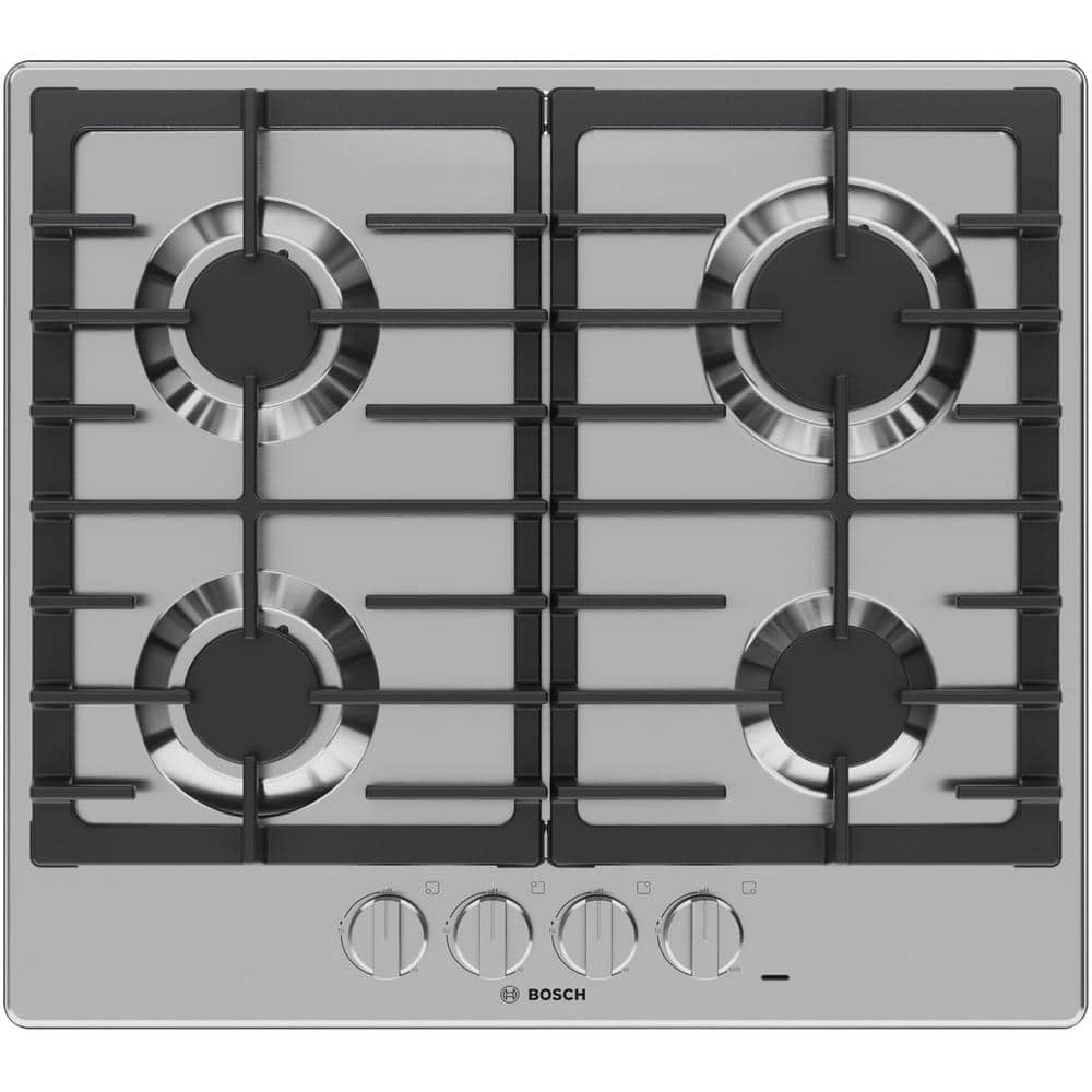 500 24 in. Gas Cooktop in Stainless Steel with 4-Burners including 11,500 BTU Burner