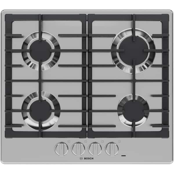 Bosch 500 24 in. Gas Cooktop in Stainless Steel with 4-Burners including 11,500 BTU Burner
