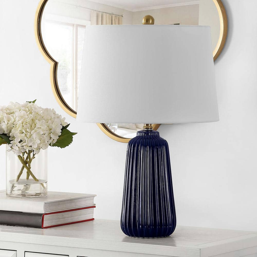 Sawyer Navy Blue 24" Modern Textured Ceramic Table Lamp
