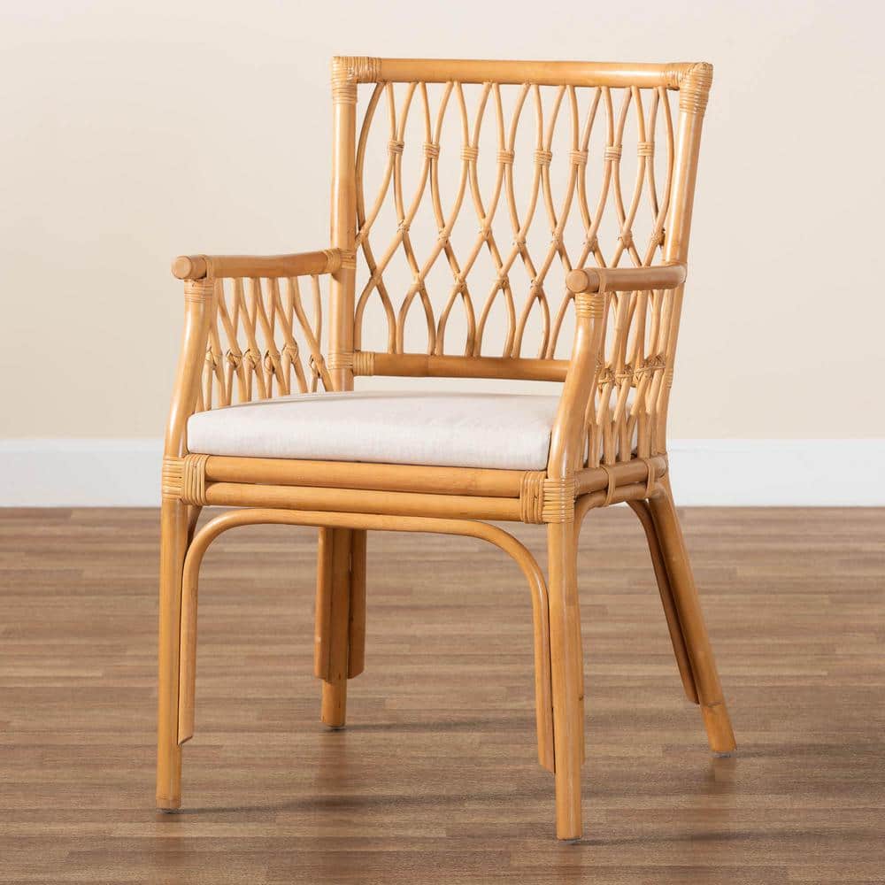 Handcrafted White Rattan Bohemian Accent Chair