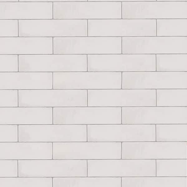Cotton Blossom White 2.5 in. x 9.75 in. Glossy Textured Ceramic Wall Tile (5.38 sq. ft./Case)