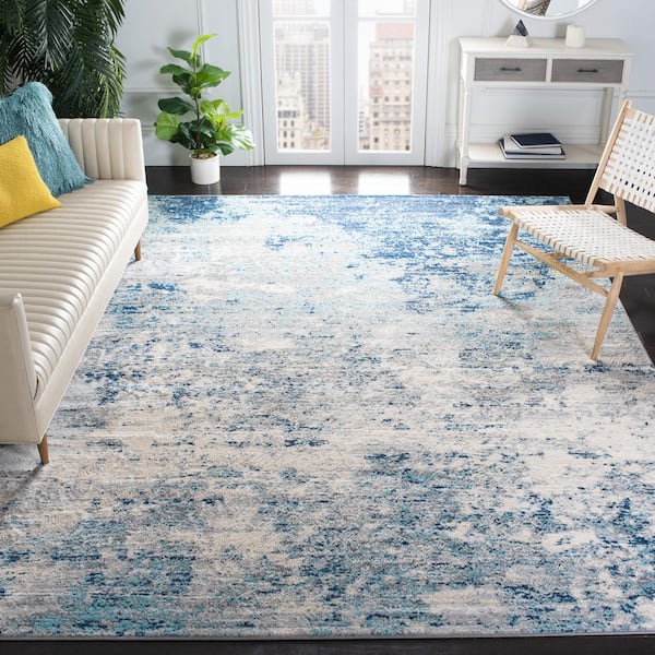 Brentwood Light Gray/Blue 11 ft. x 11 ft. Square Abstract Area Rug