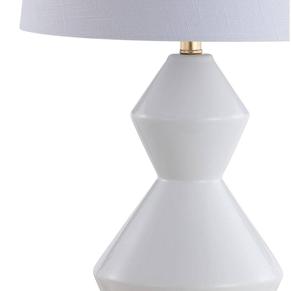 White and Gold Geometric Ceramic LED Table Lamp