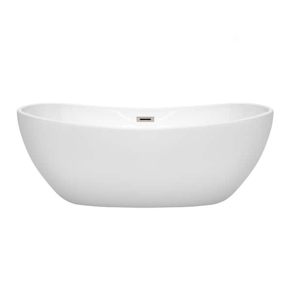 Rebecca 64.8 in. Acrylic Flatbottom Non-Whirlpool Bathtub in White with Polished Chrome Trim Rebecca 64.8 in. Acrylic Flatbottom Non-Whirlpool Bathtub in White with Polished Chrome Trim