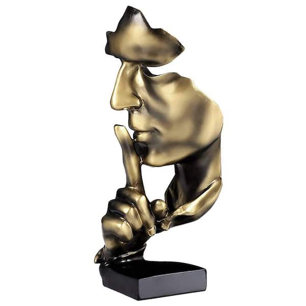 Afoxsos Gold 4.3 in x 11.2 in. Statue Resin Abstract for Creative Room Home, Office Study Sculptures Decorative Objects