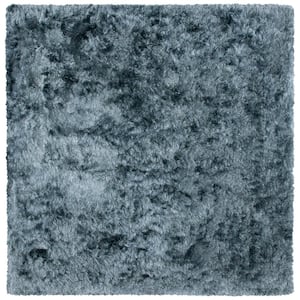 Ocean Shag Slate 6 ft. x 6 ft. Square Solid Area Rug