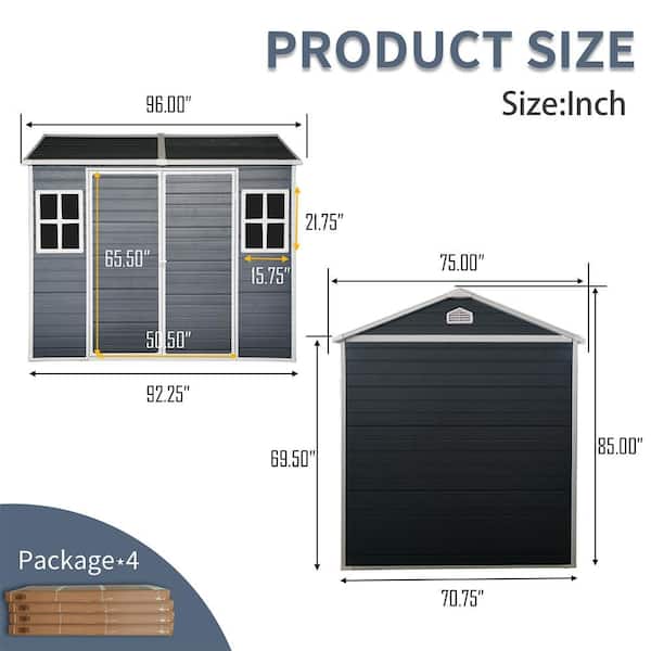 8 ft. W x 6 ft. D Resin Shed with Double Door (48 sq. ft. )