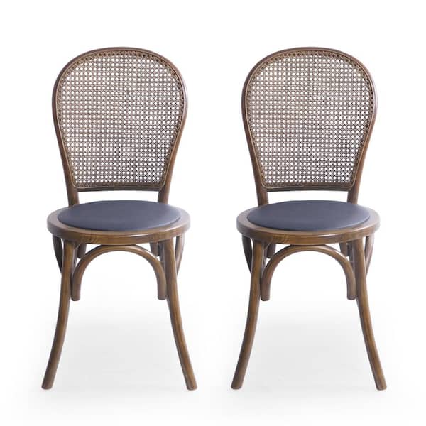 Noble House Chisum Natural Brown Wood Upholstered Dining Chair (Set of 2)