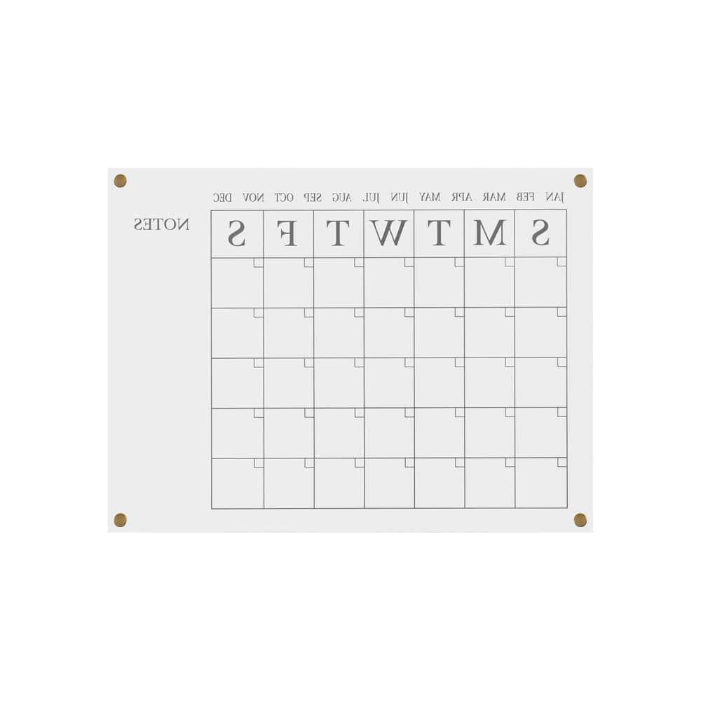 Clear Acrylic Monthly Wall Calendar with Notes and Dry Erase Marker