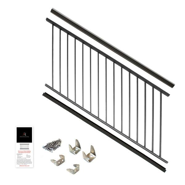 Aluminum Stair Railing Black Hand Base Rail Kit Handrail Outdoor Deck DIY 6 ft 