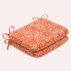 18.5 in. x 15.5 in. Outdoor Dining Chair Cushion in Orange/Ivory (Set of 2)
