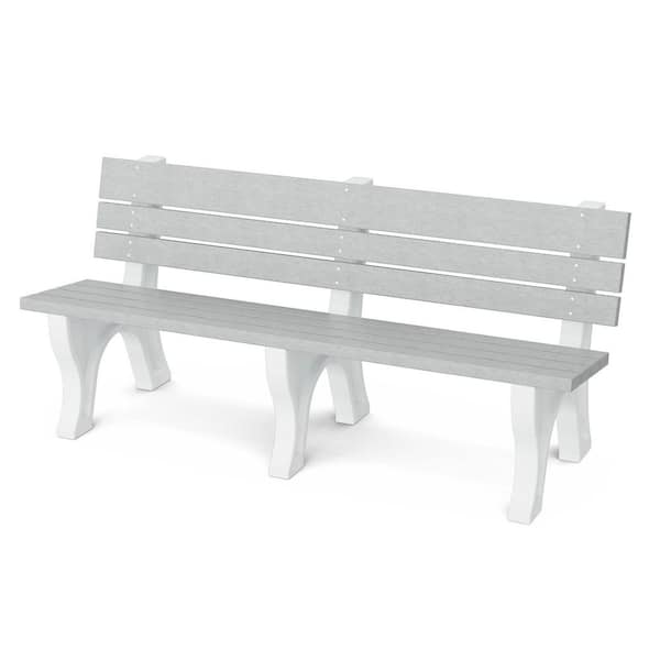 Wildridge Heritage 6 ft. Light Gray and White HDPE Plastic Outdoor Park Bench