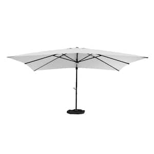 10 ft. x 13 ft. Aluminum Cantilever Outdoor Patio Umbrella Bluetooth Atmosphere Light 360° Rotationin in Gray with Base