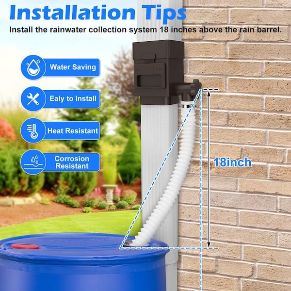 Gardenware Round Downspout Diverter Kit – Fits 3" & 4" Round Downspouts