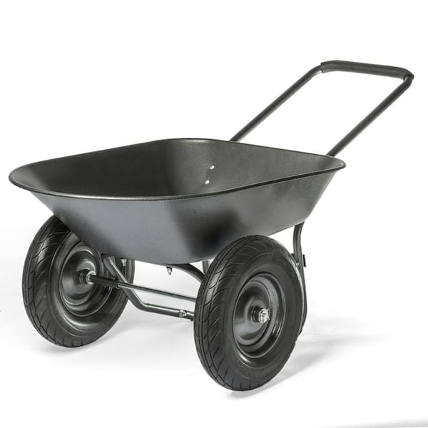 Garden Farm 5 cu. ft. 440 lbs. Capacity Dual-Wheel Metal Wheelbarrow with 16 in. Flat-Free Tires