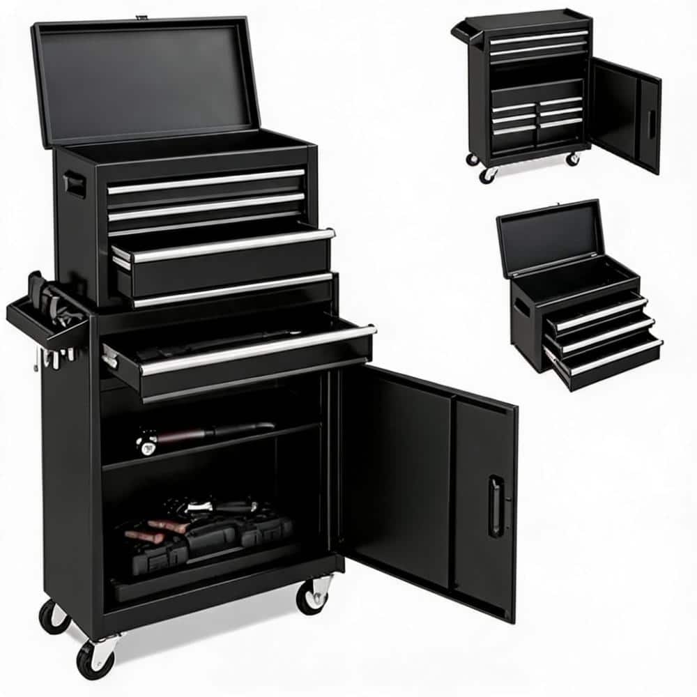 Heavy Duty 4-Drawer Metal Steel Lockable Rolling Tool Chest with Drawer Liners, Side Handle for Garage, Workshop price history on PriceWatchPro