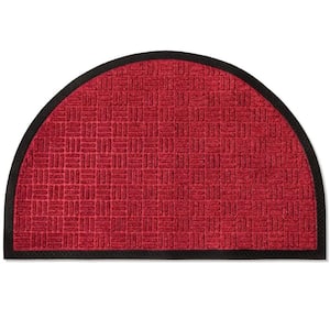 Indoor Outdoor Doormat Maroon 24 in. x 36 in. Checker Half Round Floor Mat