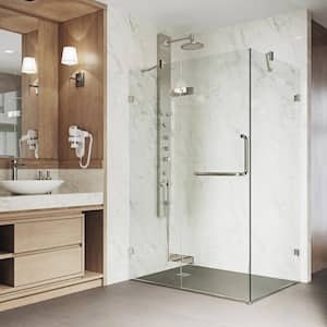 Monteray 30 in. L x 46 in. W x 73 in. H Frameless Pivot Rectangle Shower Enclosure in Brushed Nickel with Clear Glass