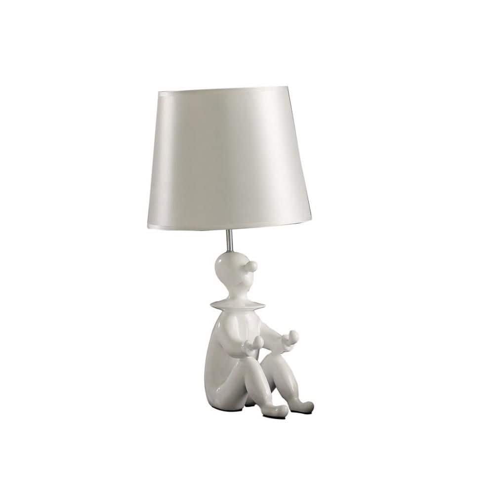 21 in. White Modern Clown Figurine Table Lamp with Phone Holder and Drum Shade, Perfect for Bedroom or Living Room Decor price history on PriceWatchPro