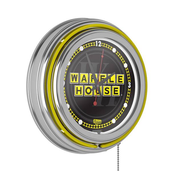 Unbranded Waffle House Yellow Watermark Lighted Analog Neon Clock