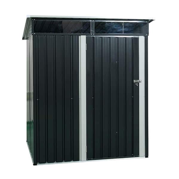 15 sq. ft. Outdoor Metal Storage Shed Transparent Plate in Black