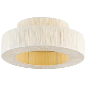Collision 17.7 in. 1-Light Farmhouse Creamy White Flush Mount with No Bulbs Included