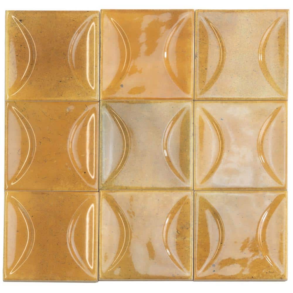 Antiek Orange 3.94 in. x 3.94 in. Glossy Ceramic Square Deco Wall Tile Sample (0.11 Sq. ft./case) (1-pack) price history on PriceWatchPro
