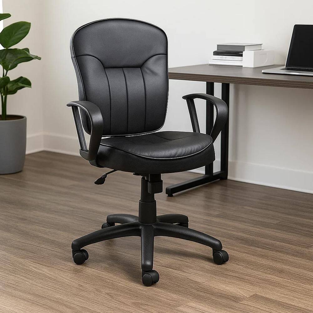Sera Faux Leather Loop Arms Office Executive Chair in Black with Arms