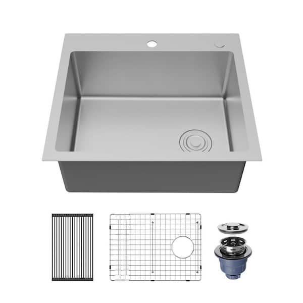 23-1/2 In. Drop-In / Topmount 16 Gauge Stainless Steel Single Bowl Kitchen Sink / Laundry & Utility Sink With 15mm Radius Corner Design