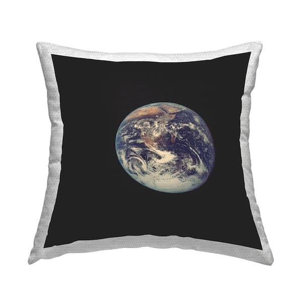 Stupell Industries Planet Earth Astronomy Black Square Outdoor Throw Pillow