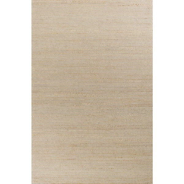 West Ivory/Gray 5 ft. x 7 ft. Solid Bohemian Hand-Woven Wool & Jute Area Rug