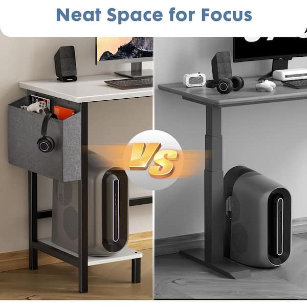 Bestier 50 in. L Shaped White Wood Reversible Desk Corner Desk with ...