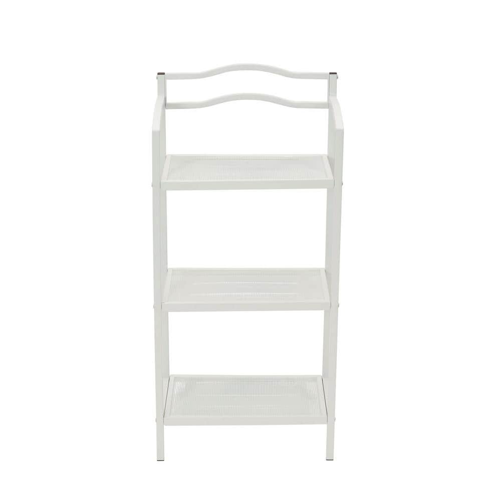 Elegant White 3-Tier Mesh Steel Freestanding Storage Shelf