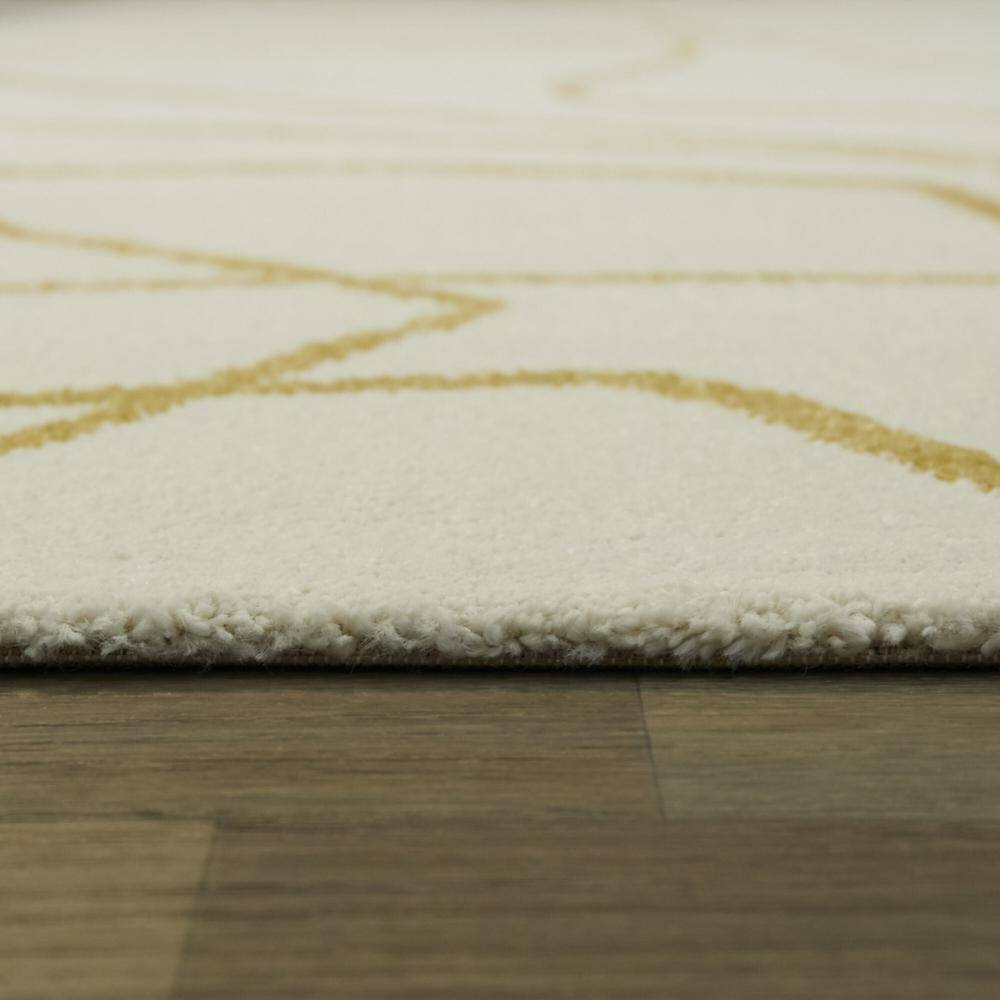 Mustard and Ivory Abstract Rectangular Synthetic Area Rug 6'7" x 9'