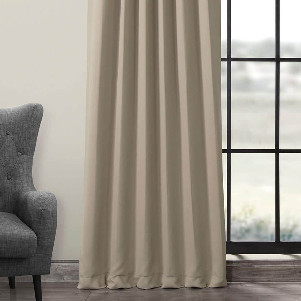Classic Taupe Polyester Blackout Puddle Length Curtain Panel