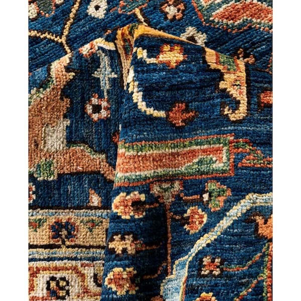 Serapi Blue 8 ft. x 10 ft. Tribal Wool Indoor Area Rug
