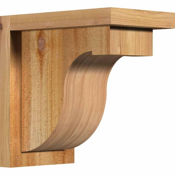 Ekena Millwork 6 in. x 10 in. x 10 in. Western Red Cedar Del Monte Rough Sawn Corbel with Backplate