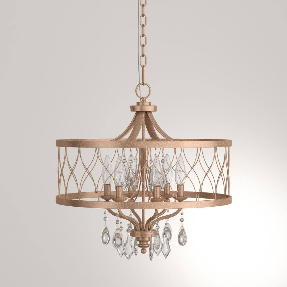 Mini Olympus Gold 5-Light Candle Chandelier with Crystal Accents