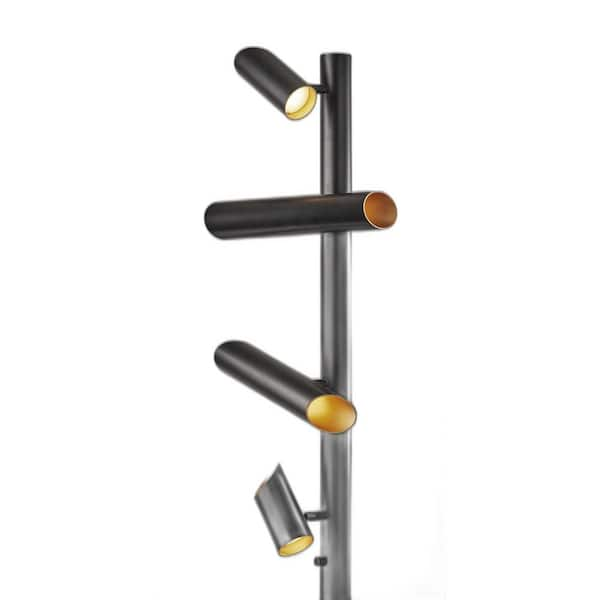 HomeRoots 72 in. Black This Way That Way Metal Led Standard Floor Lamp