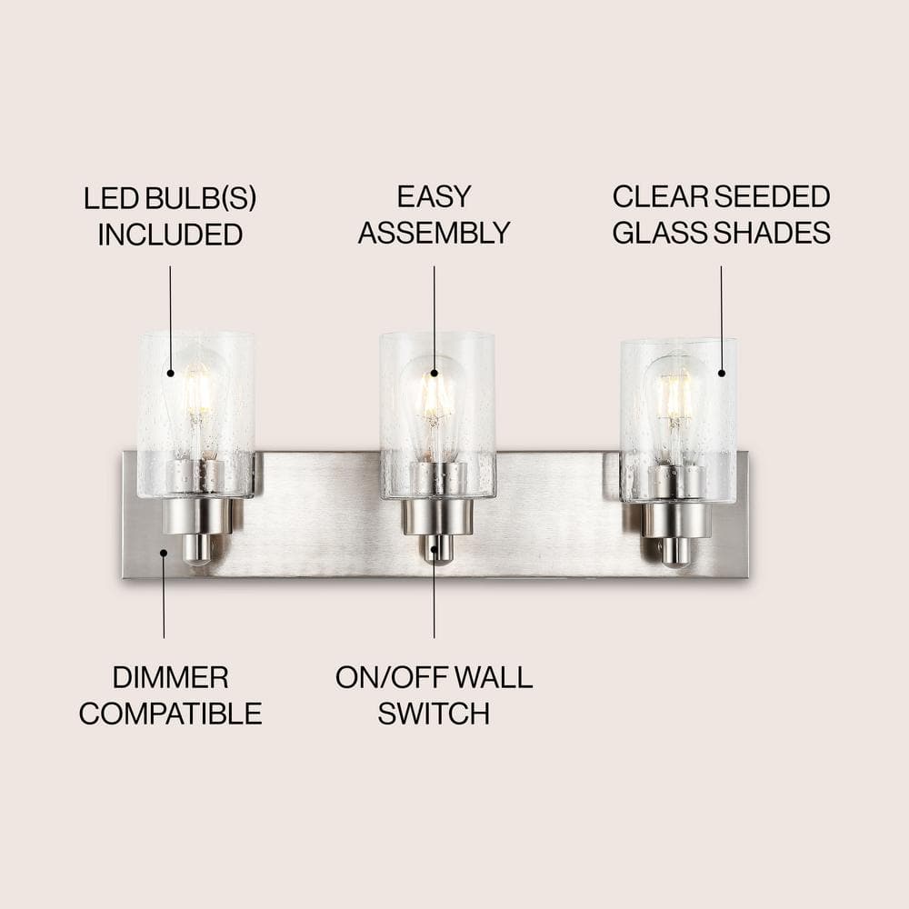 Irving 22" Nickel 3-Light Cylinder Vanity Light