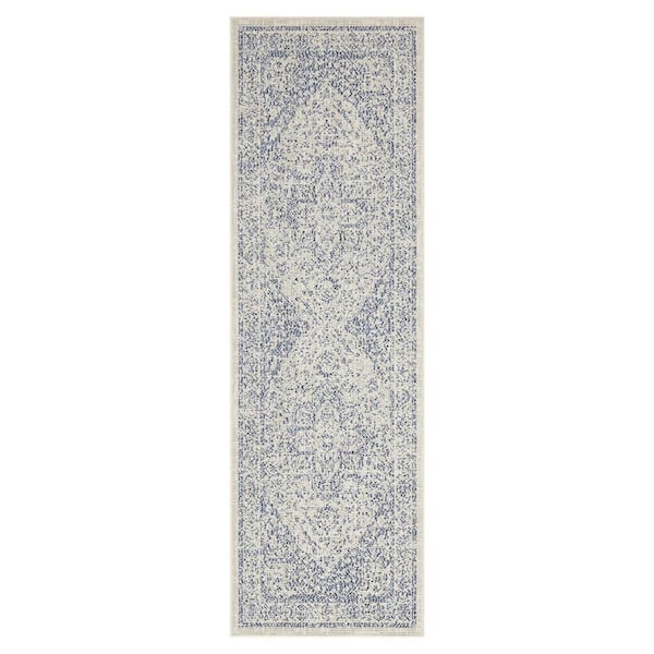 Zaria Blue 2 ft. x 8 ft. Indoor/Outdoor Area Rug