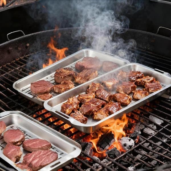 16.5 in. x 11 in. Stainless Steel Grill Carry with Cooling Rack for Grilling Vegetables, Fish, Meat, and Gift (6-Pack)