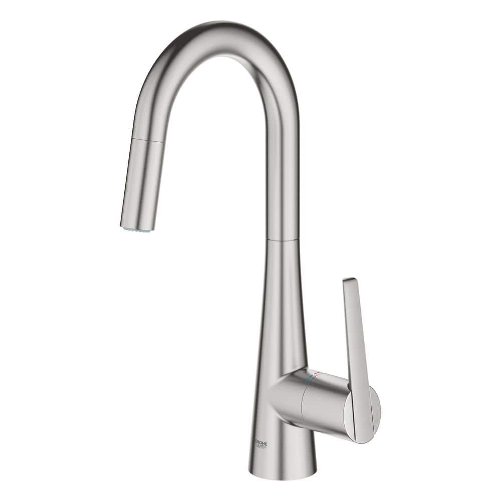 Zedra SuperSteel Modern Pull-Down Dual Spray Bar Faucet
